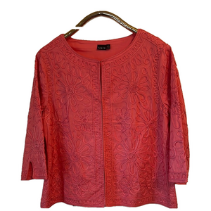IZARO Large Women's Salmon/Pink  lined Embroidered Jacket/Blazer/Top